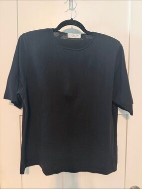 Gispa Donna Vintage Made in Italy Black Crewneck Merino Wool Blend Sweater